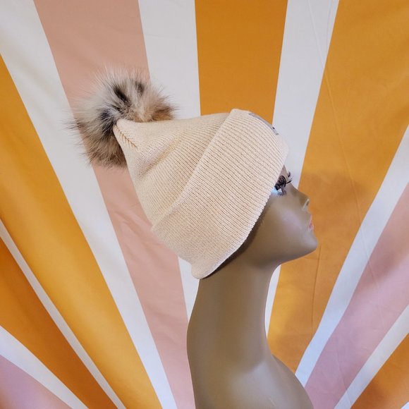 Carhartt Bobcat Fur Puff Beanie (Toasted Marshmallow/Ash Rose Marl) main image 8